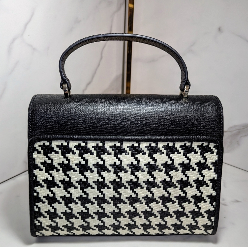 KATE SPADE Darcy Top Handle Woven Houndstooth Satchel NWOT - Picture 2 of 5